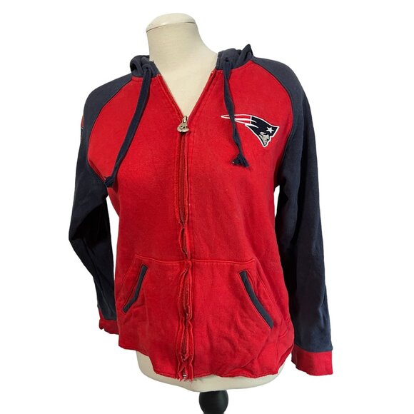 Patriots Zipper Front Windbreaker Hoodie Sz Large Womens by Team Apparel - Picture 1 of 12